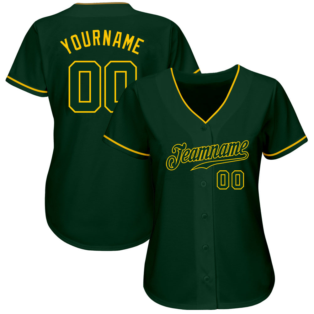 Custom Green Green-Gold Authentic Baseball Jersey view 2