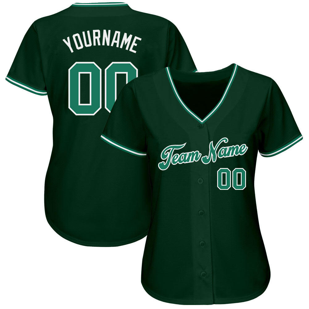 Custom Green Kelly Green-White Authentic Baseball Jersey view 3