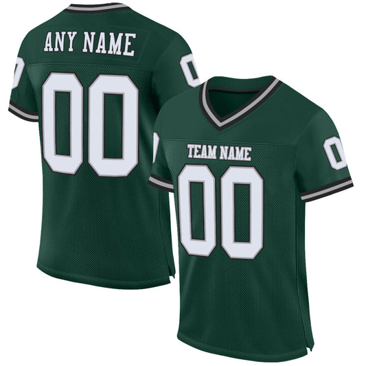 Custom Green White-Gray Mesh Authentic Throwback Football Jersey - Main View
