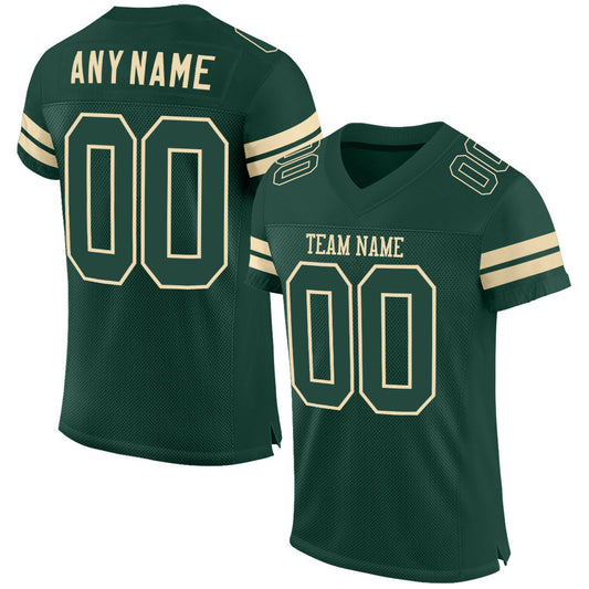 Custom Green Green-Cream Mesh Authentic Football Jersey - Main View