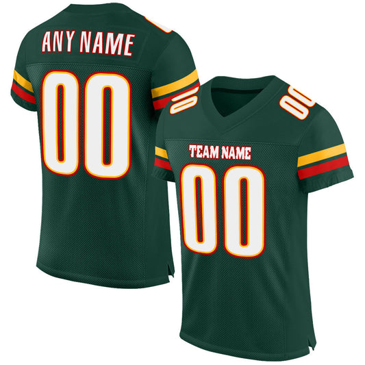 Custom Green White-Red Mesh Authentic Football Jersey - Main View