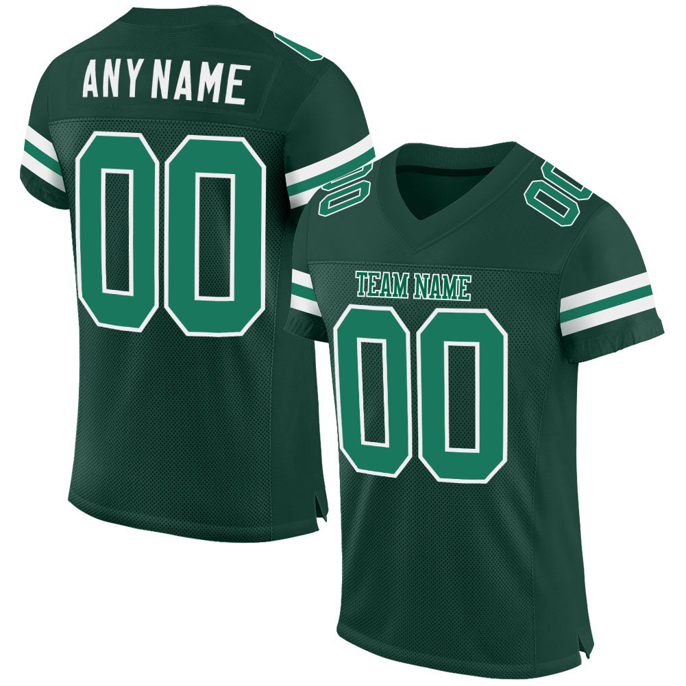 Custom Green Kelly Green-White Mesh Authentic Football Jersey - Main View