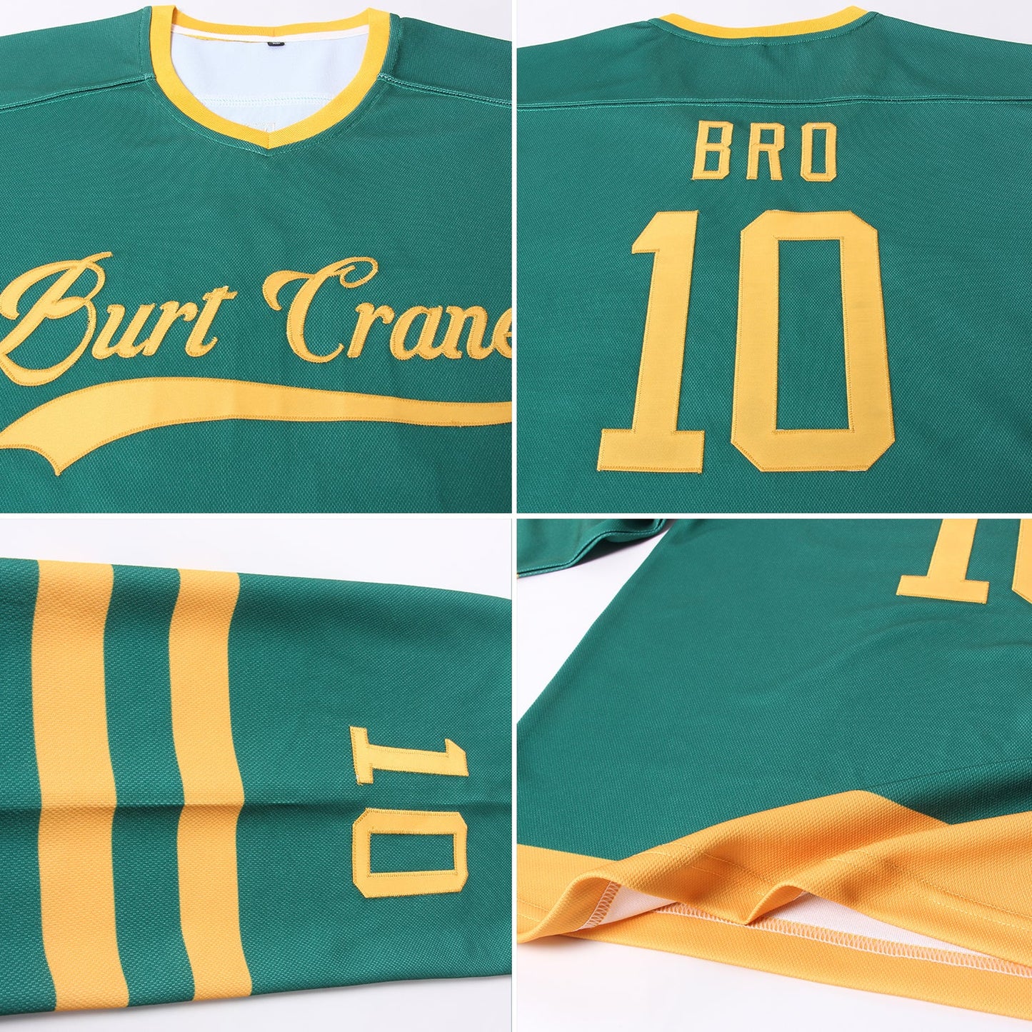 Custom Green Gold Hockey Jersey view 5