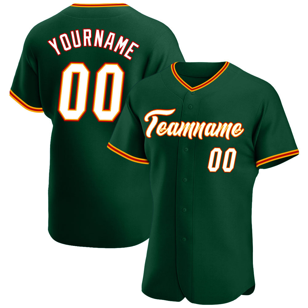Custom Green White-Gold Authentic Baseball Jersey - Main View