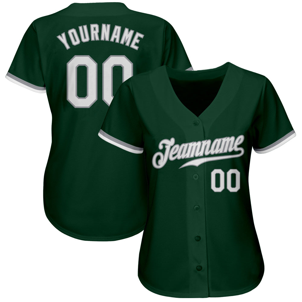 Custom Green White-Gray Authentic Baseball Jersey view 2