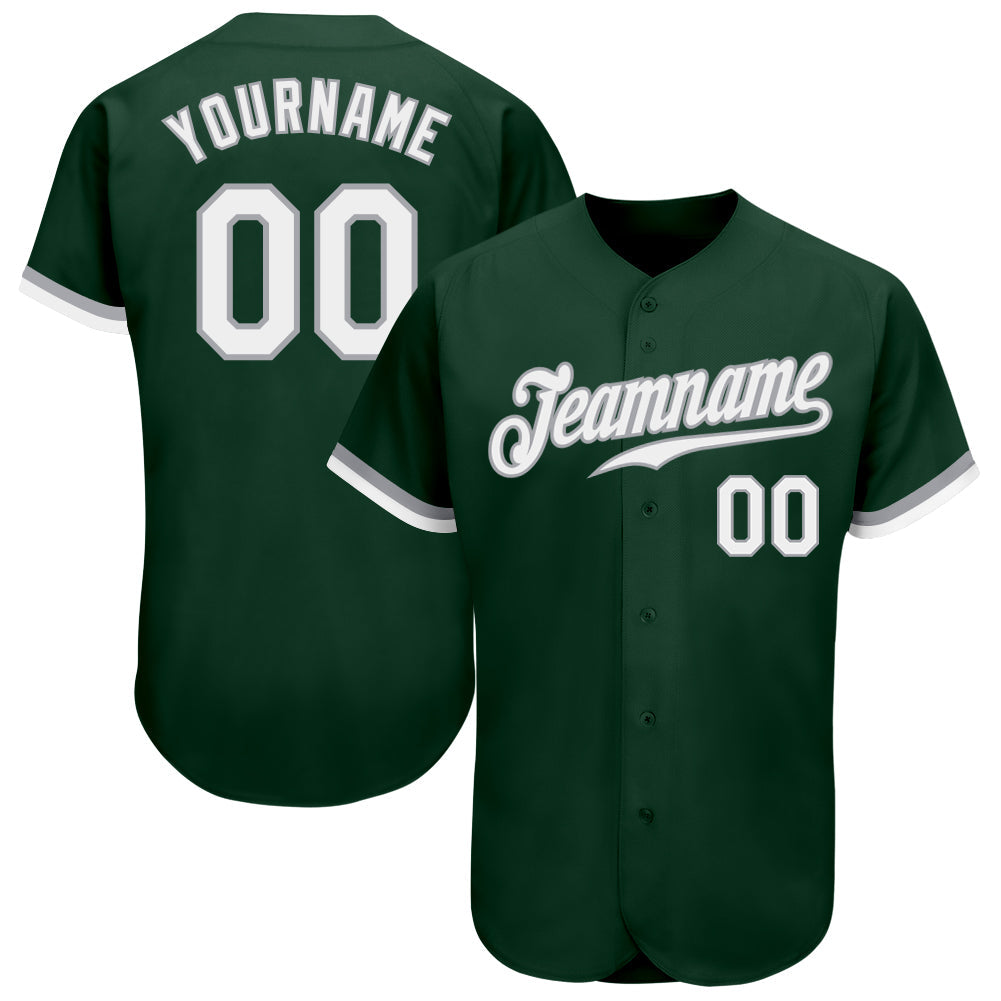 Custom Green White-Gray Authentic Baseball Jersey - Main View