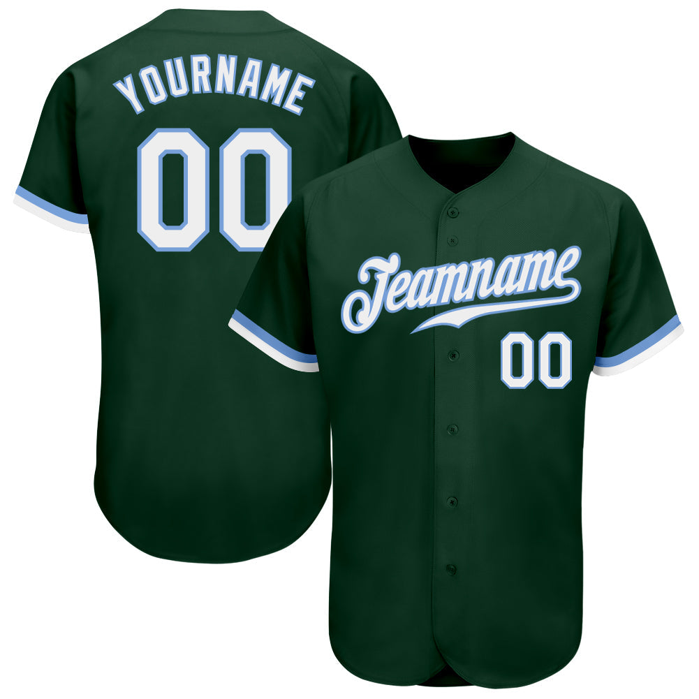 Custom Green White-Light Blue Authentic Baseball Jersey - Main View