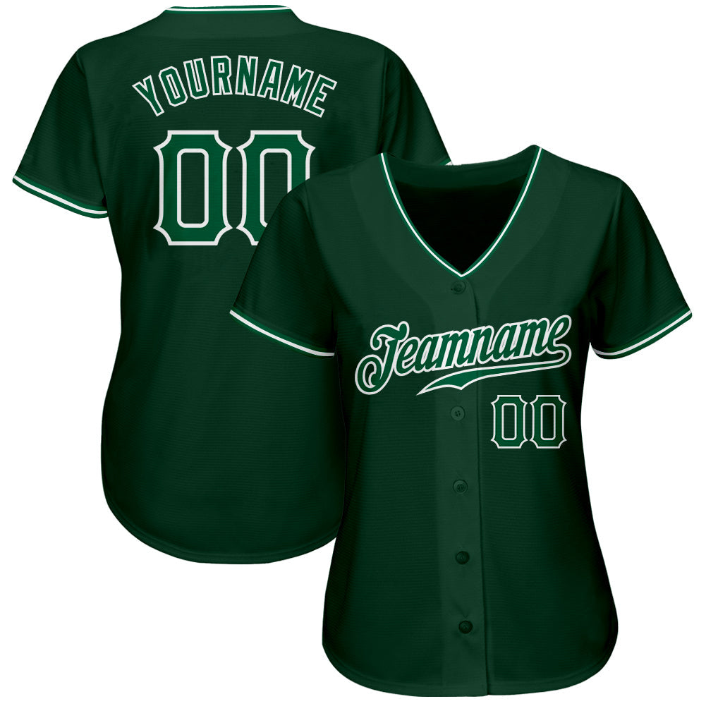 Custom Green Kelly Green-White Authentic Baseball Jersey view 2