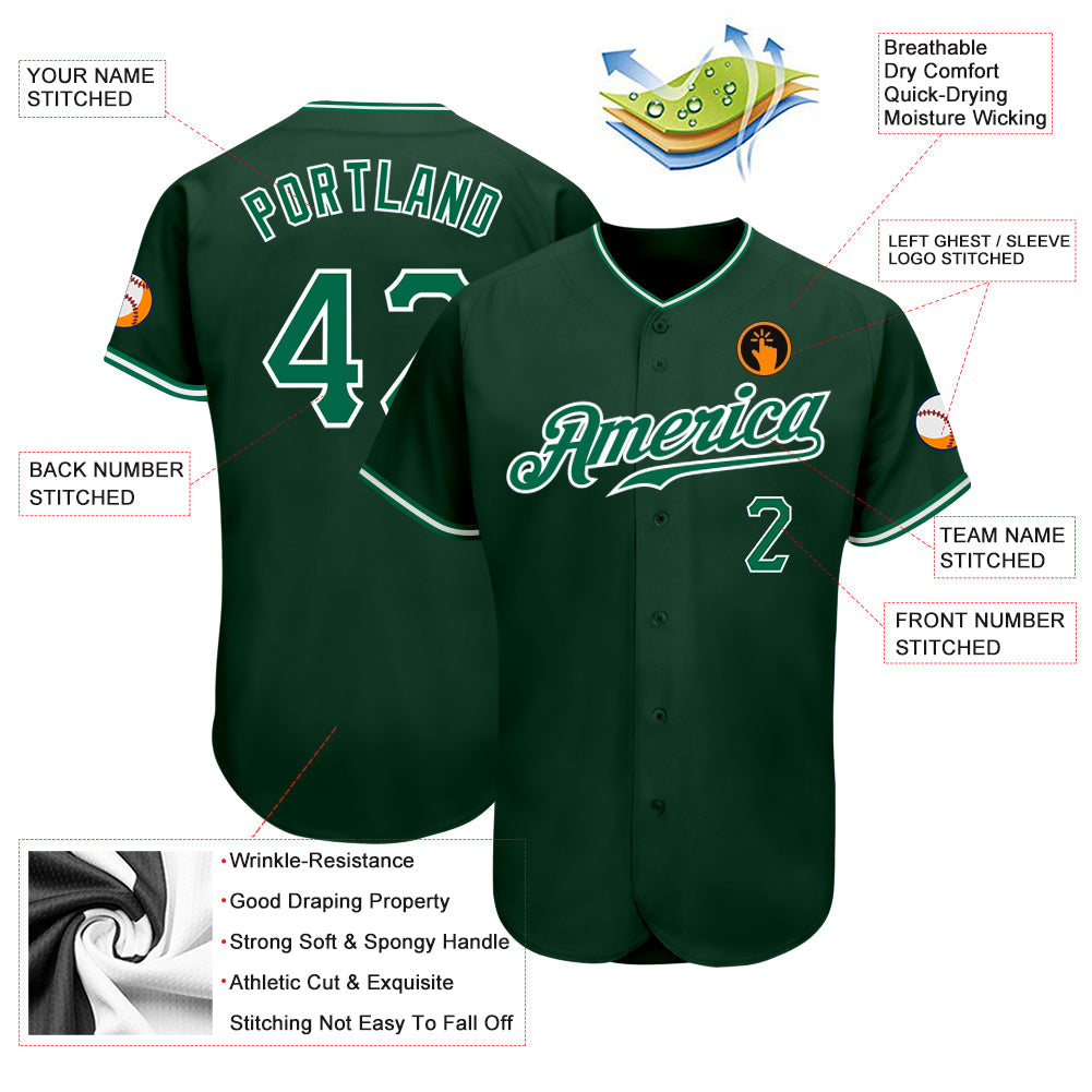 Custom Green Kelly Green-White Authentic Baseball Jersey view 3