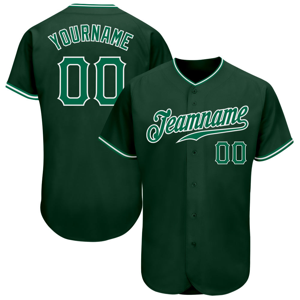 Custom Green Kelly Green-White Authentic Baseball Jersey - Main View