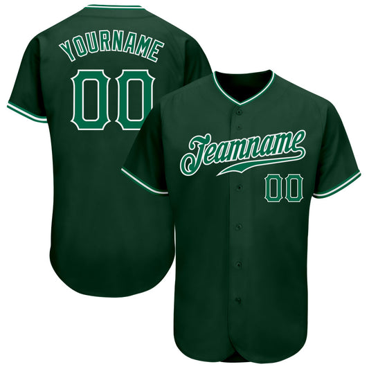 Custom Green Kelly Green-White Authentic Baseball Jersey - Main View