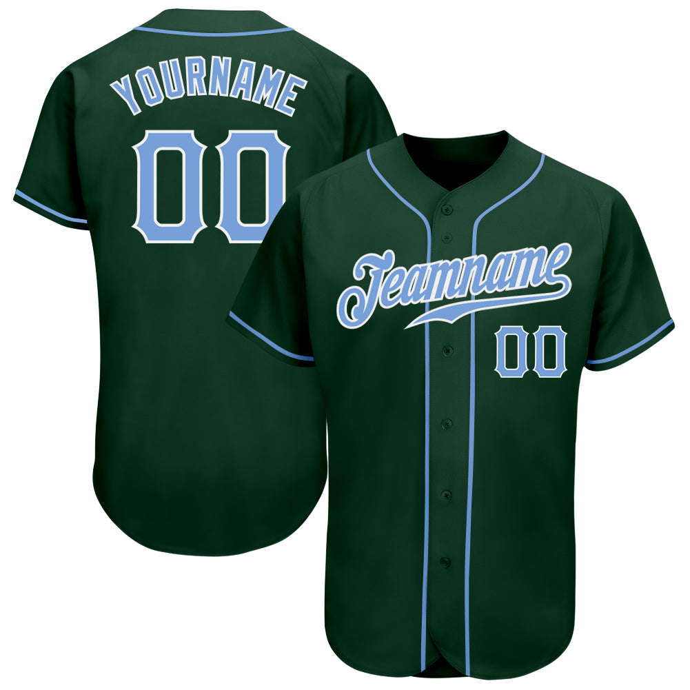 Custom Green Light Blue-White Authentic Baseball Jersey - Main View