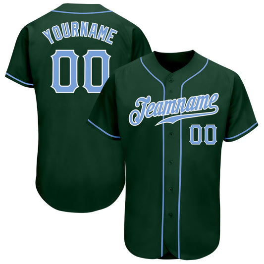 Custom Green Light Blue-White Authentic Baseball Jersey - Main View