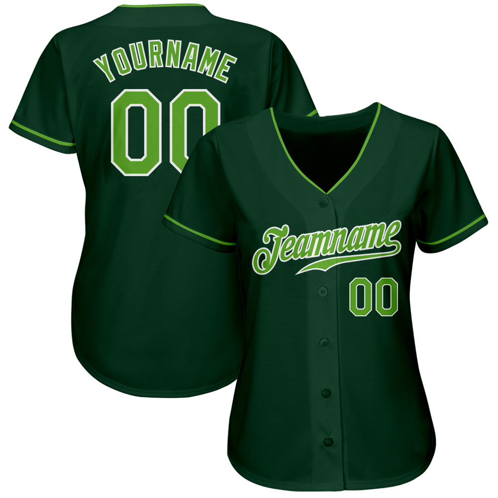 Custom Green Neon Green-White Authentic Baseball Jersey view 2