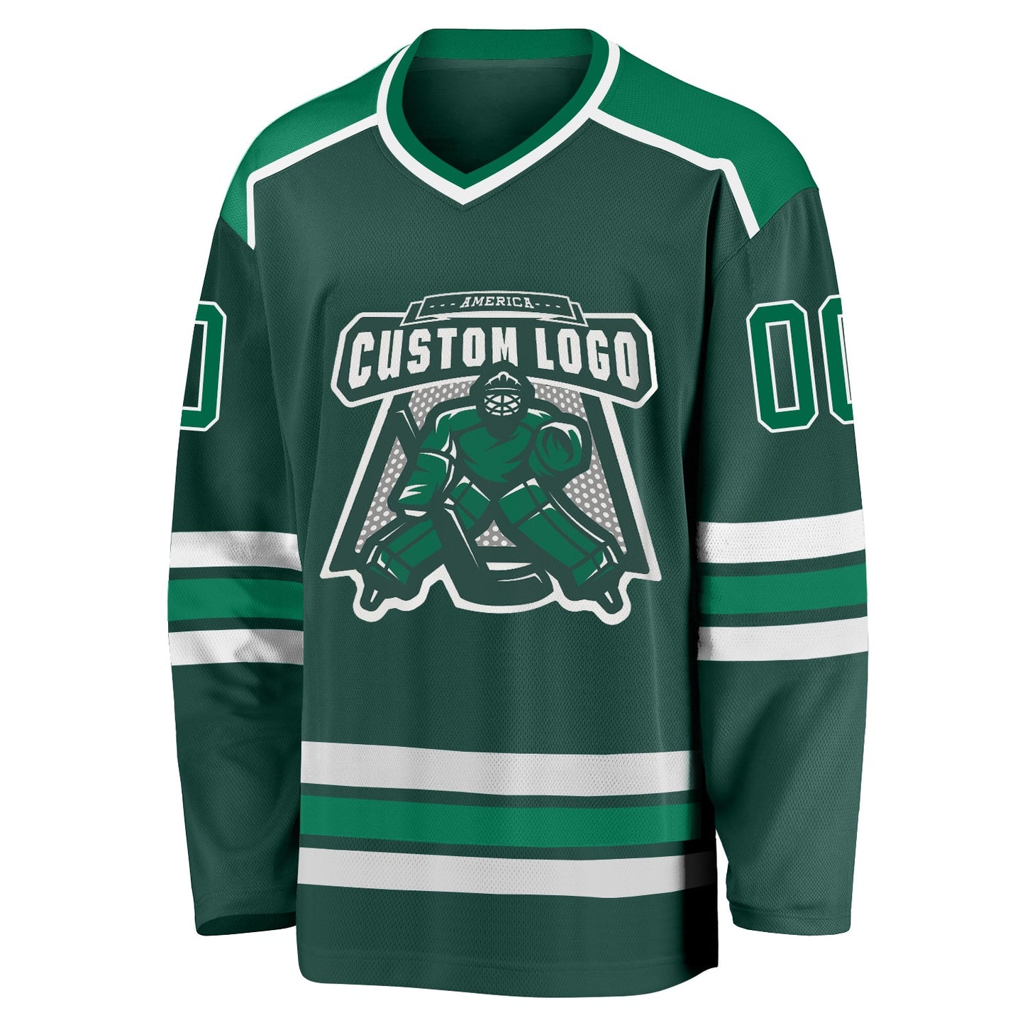 Custom Green Kelly Green-White Hockey Jersey view 2