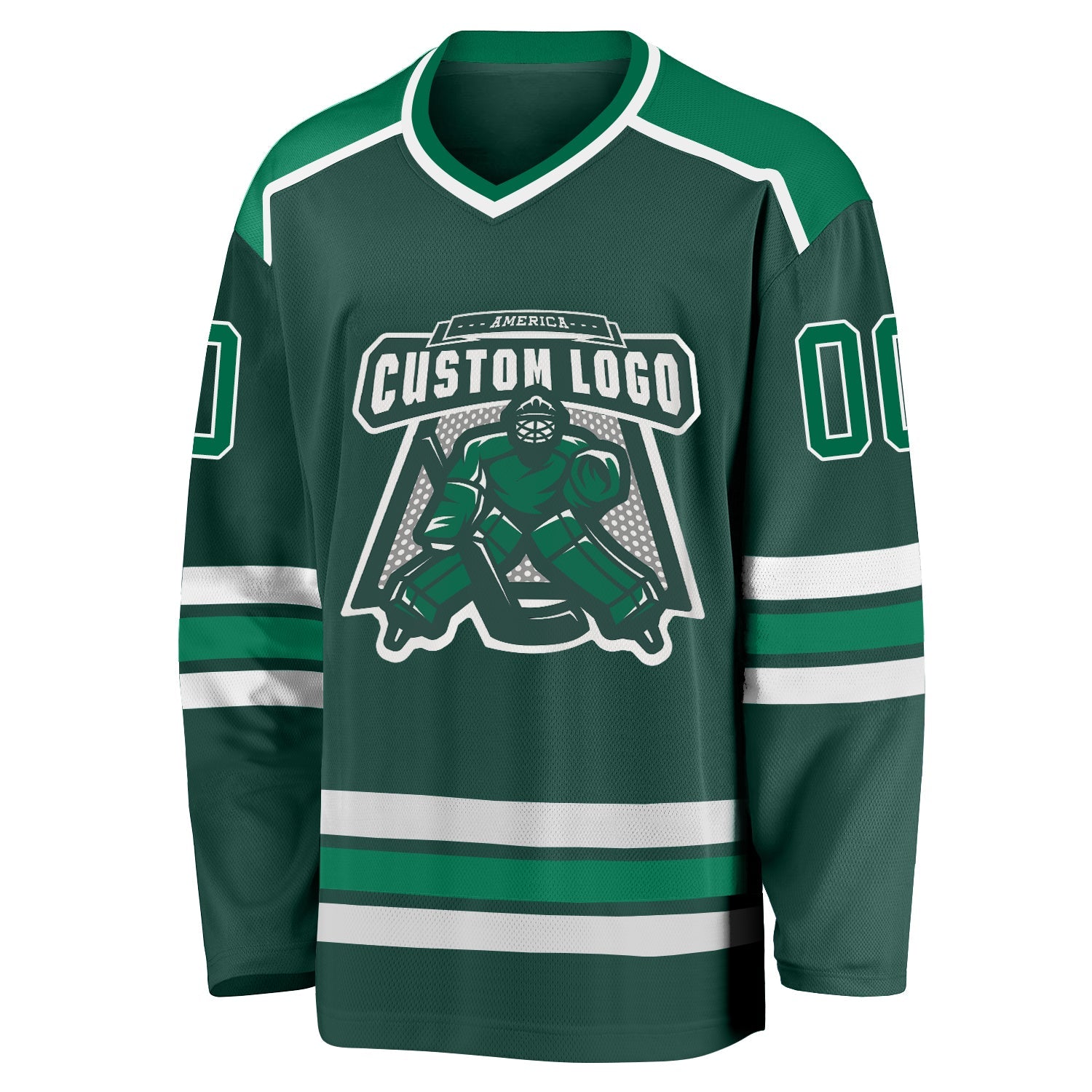 Custom Green Kelly Green-White Hockey Jersey view 2