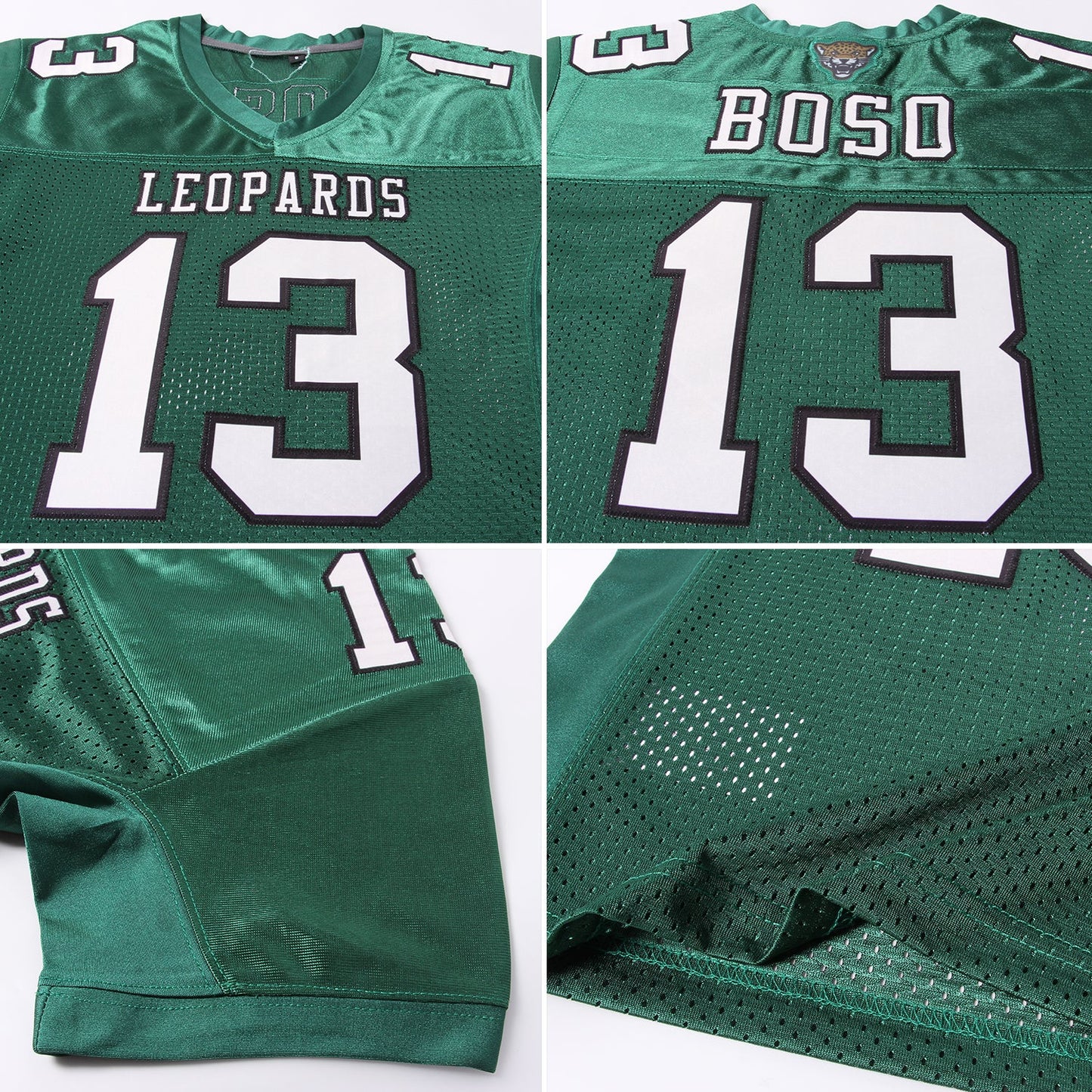 Custom Green Cream-Black Mesh Authentic Football Jersey view 5
