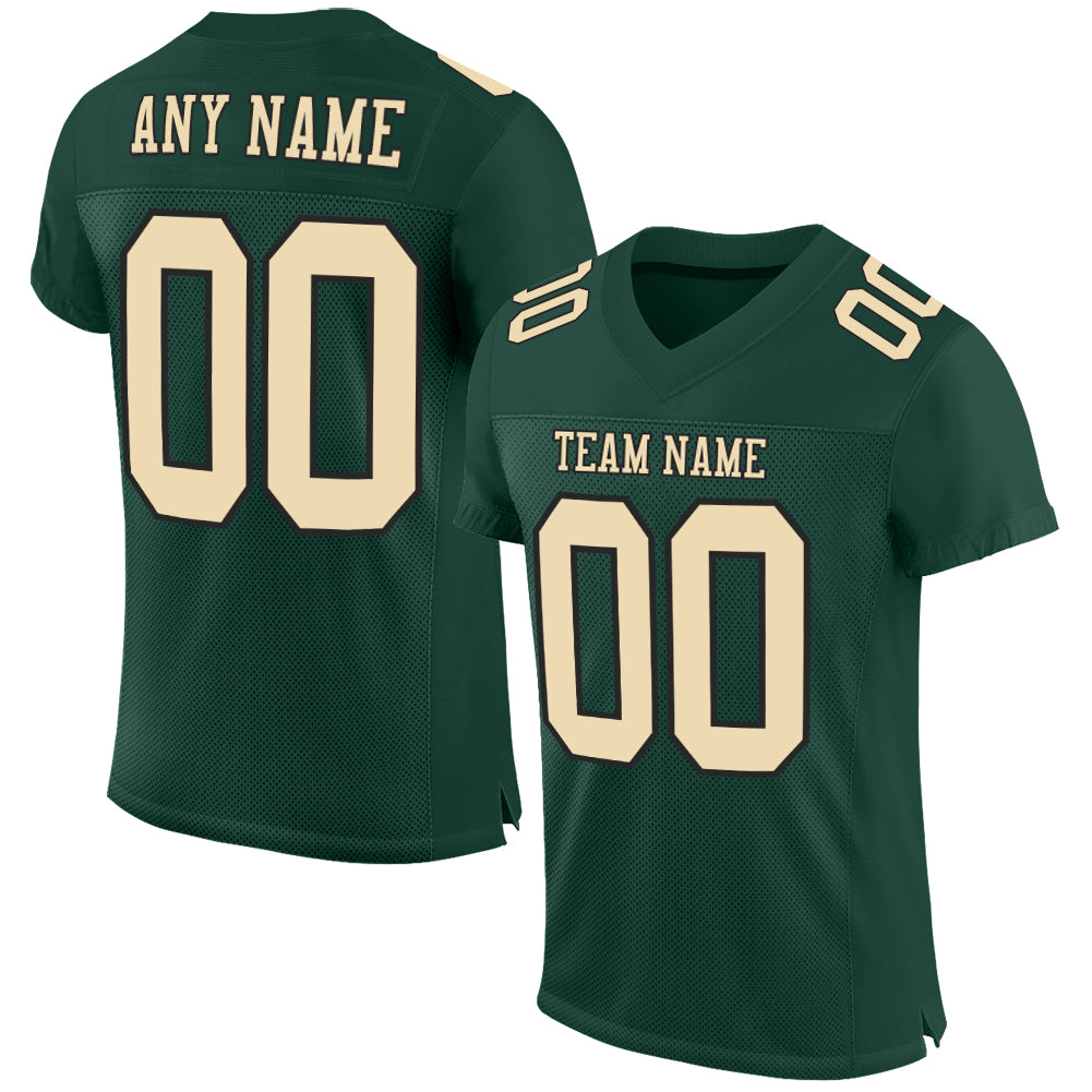 Custom Green Cream-Black Mesh Authentic Football Jersey - Main View