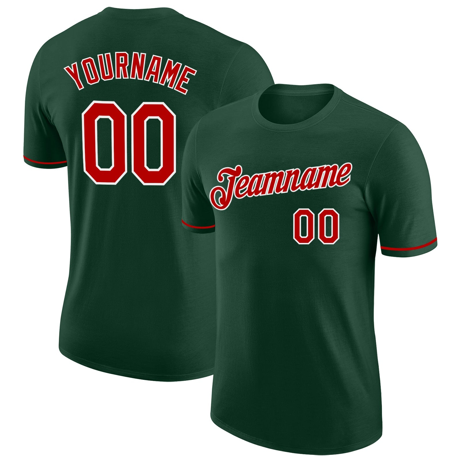 Custom Green Red-White Performance T-Shirt - Main View