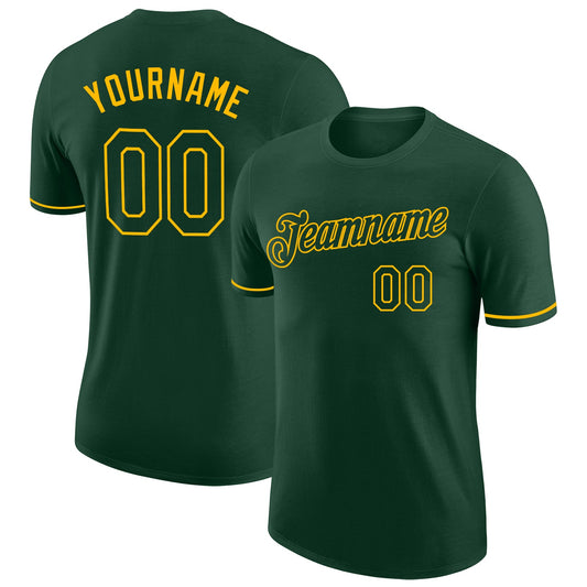 Custom Green Green-Gold Performance T-Shirt - Main View