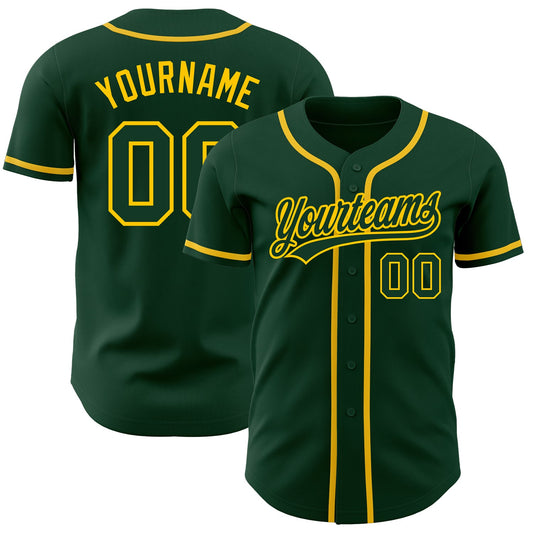 Custom Green Green-Gold Authentic Baseball Jersey - Main View