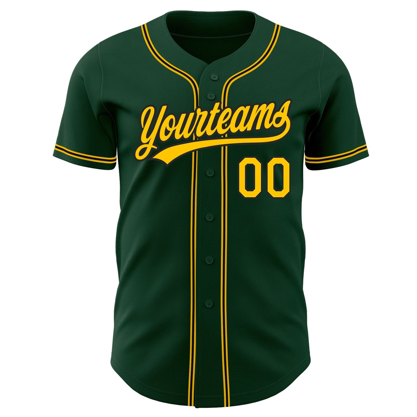 Custom Green Gold-Black Authentic Baseball Jersey view 2