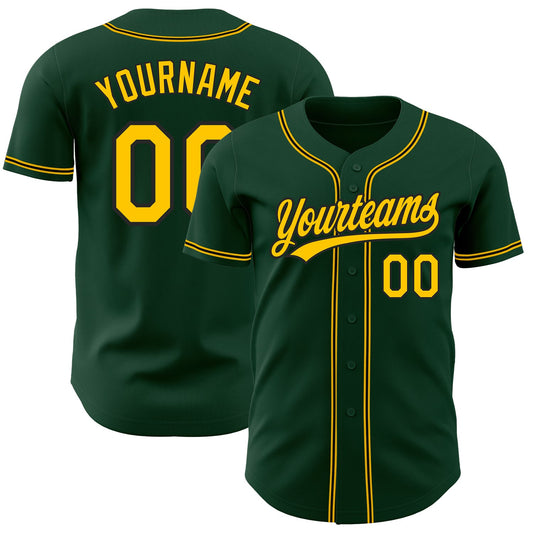 Custom Green Gold-Black Authentic Baseball Jersey - Main View