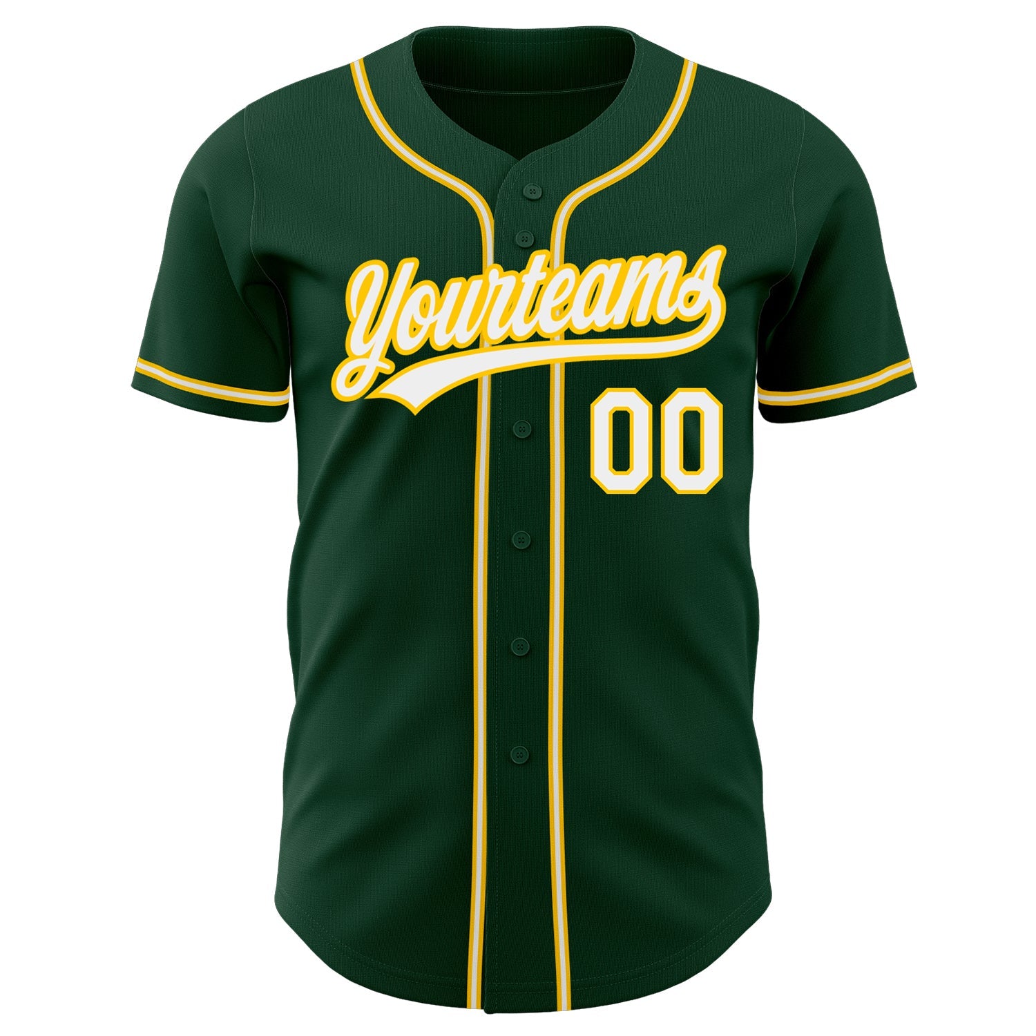 Custom Green White-Gold Authentic Baseball Jersey view 2
