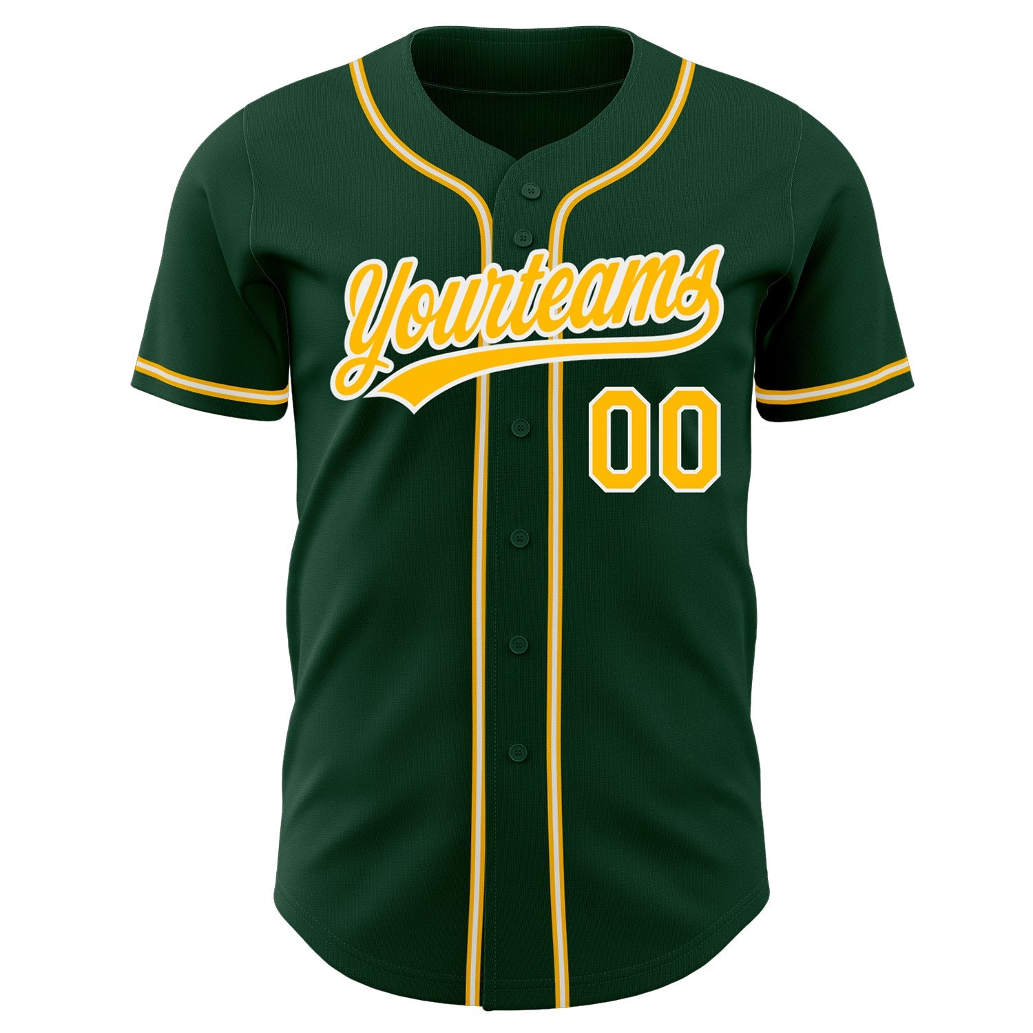 Custom Green Gold-White Authentic Baseball Jersey view 2