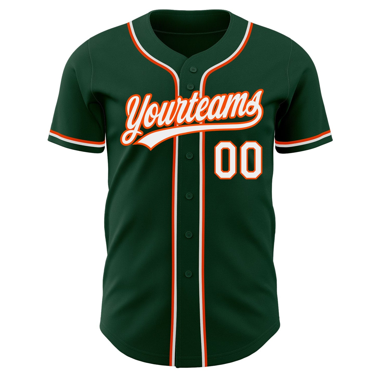 Custom Green White-Orange Authentic Baseball Jersey view 2