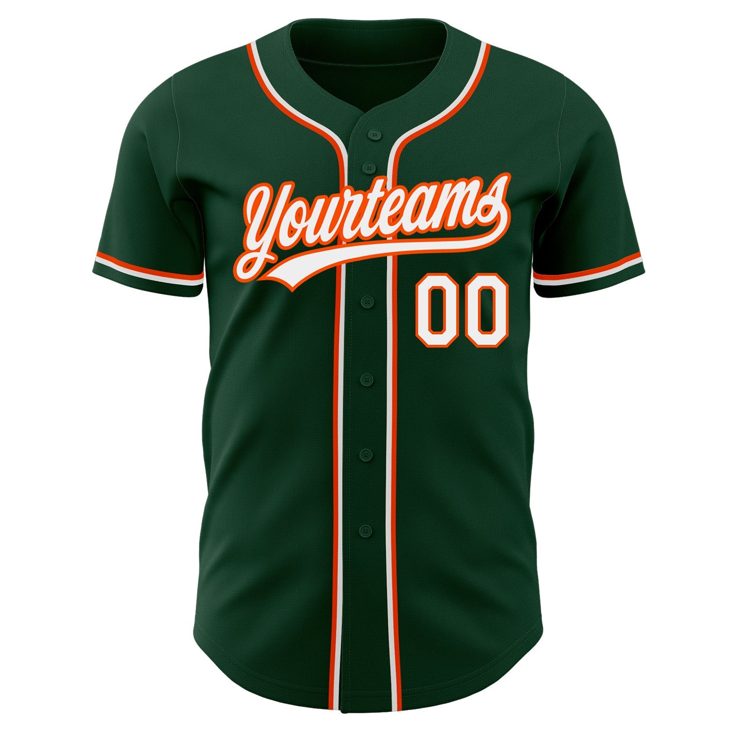 Custom Green White-Orange Authentic Baseball Jersey view 2