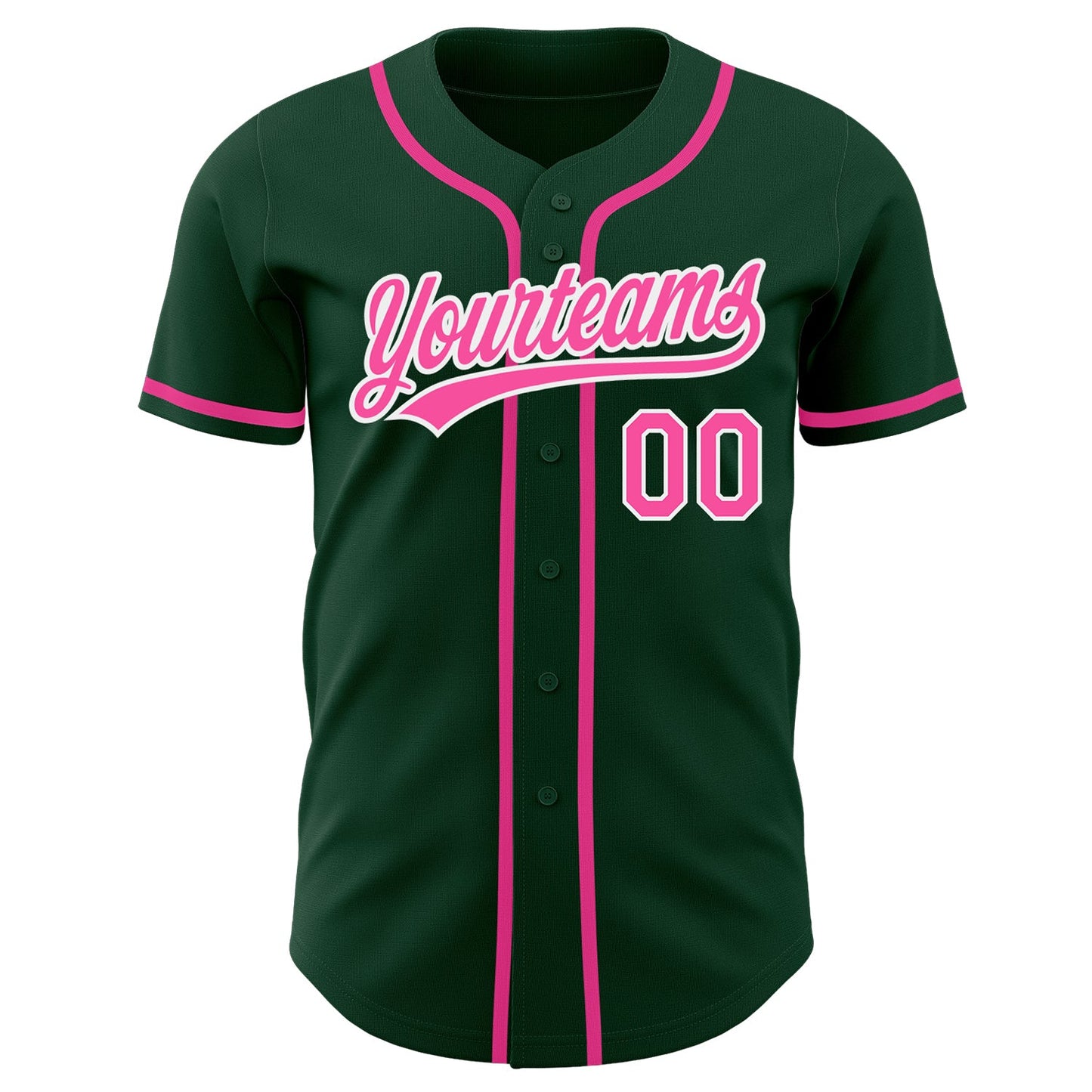 Custom Green Pink-White Authentic Baseball Jersey view 2