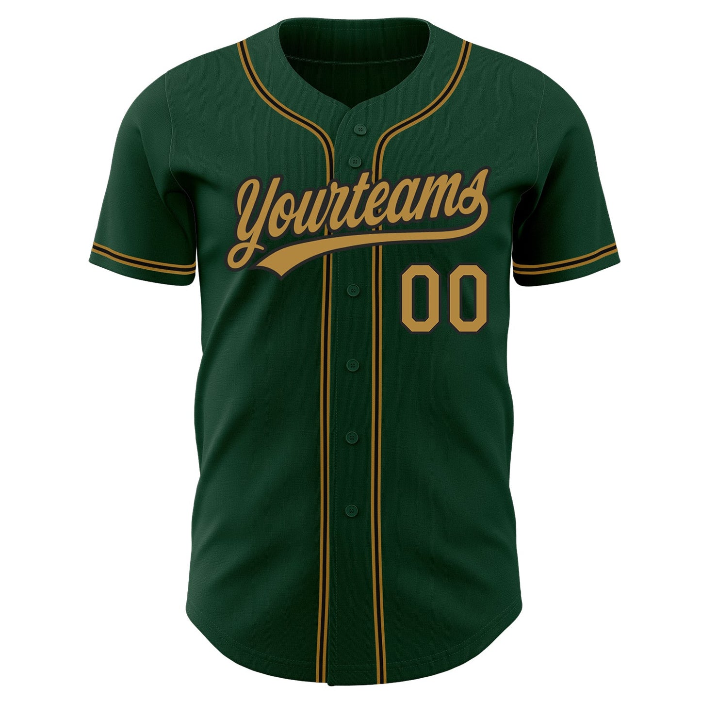 Custom Green Old Gold-Black Authentic Baseball Jersey view 2