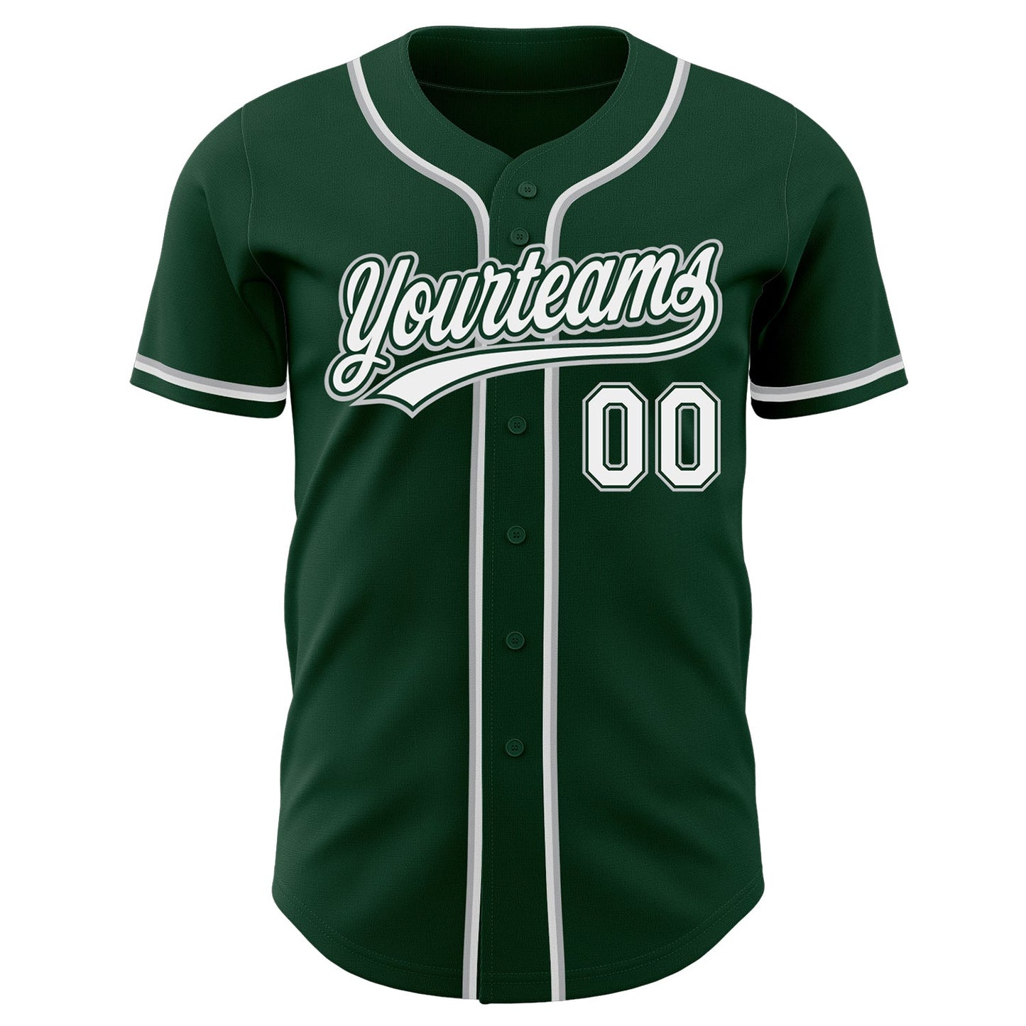 Custom Green White-Gray Authentic Baseball Jersey view 2