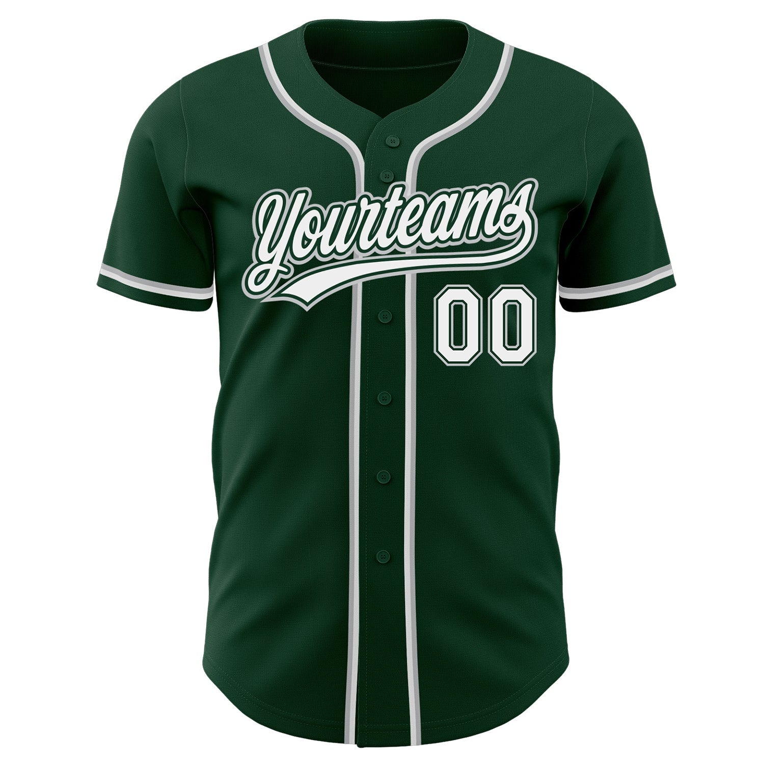 Custom Green White-Gray Authentic Baseball Jersey view 2