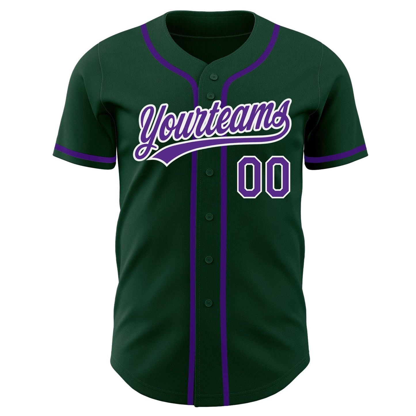Custom Green Purple-White Authentic Baseball Jersey view 2