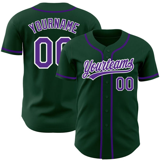 Custom Green Purple-White Authentic Baseball Jersey - Main View