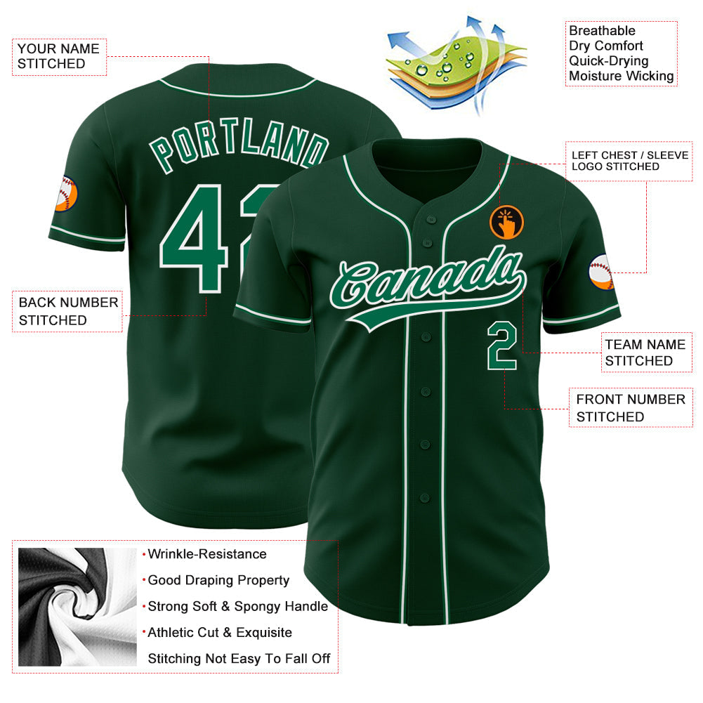 Custom Green Kelly Green-White Authentic Baseball Jersey view 3