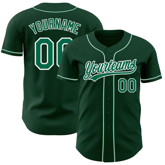 Custom Green Kelly Green-White Authentic Baseball Jersey - Main View