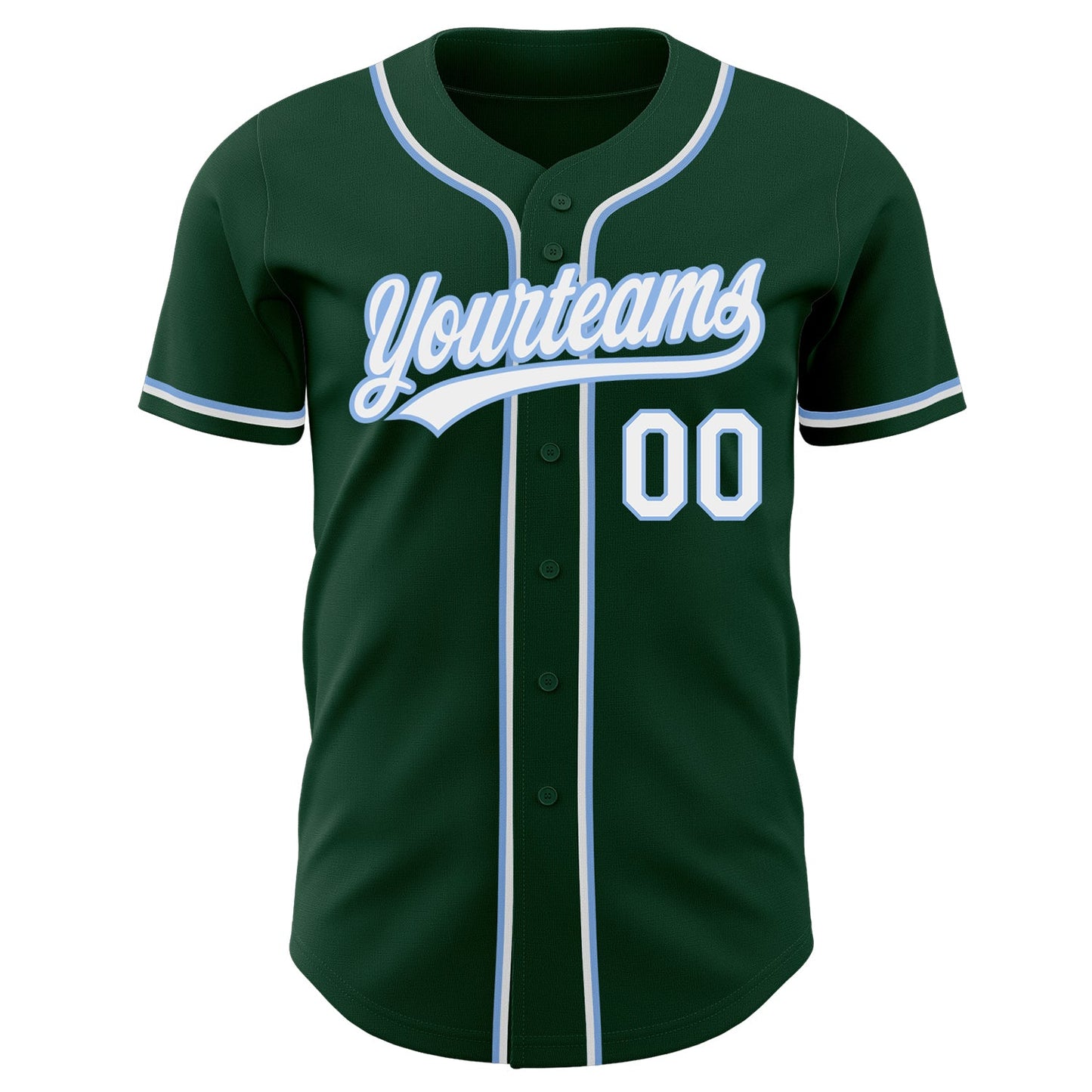 Custom Green White-Light Blue Authentic Baseball Jersey view 2
