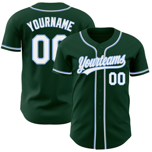 Custom Green White-Light Blue Authentic Baseball Jersey - Main View