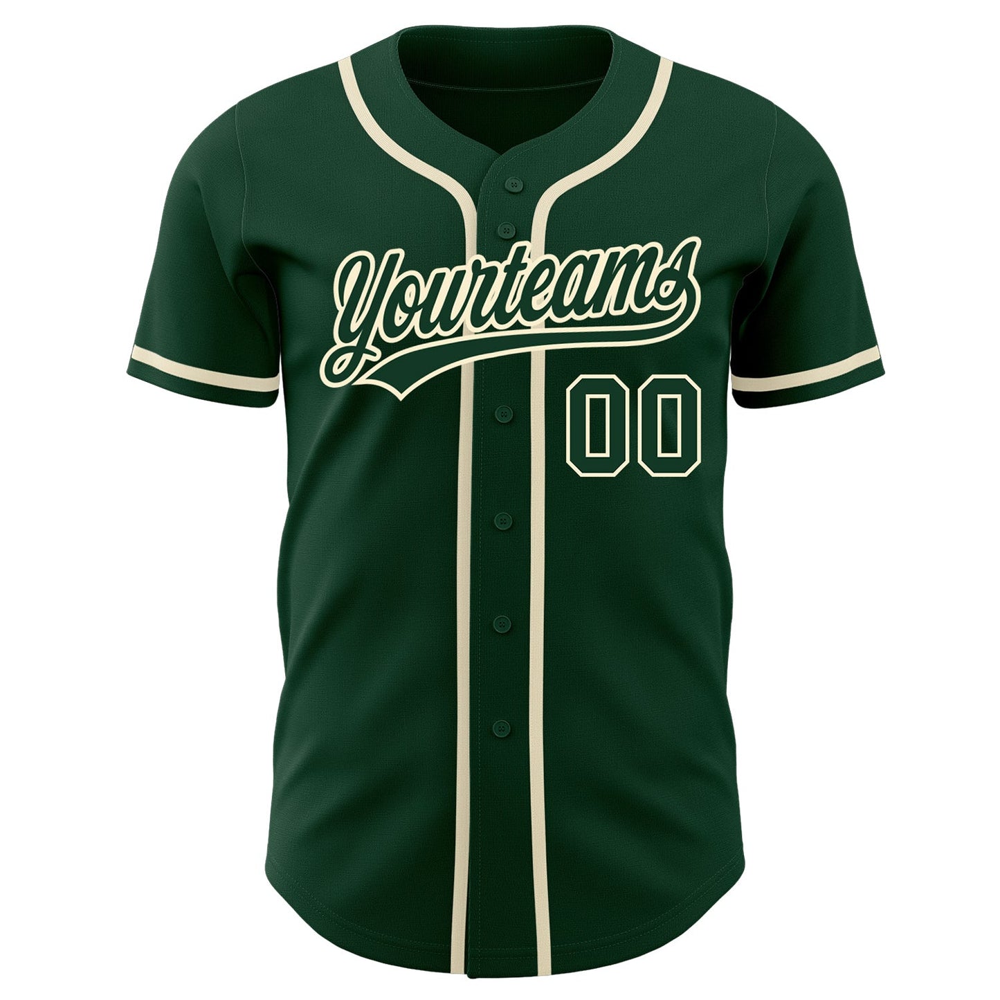 Custom Green Green-Cream Authentic Baseball Jersey view 2