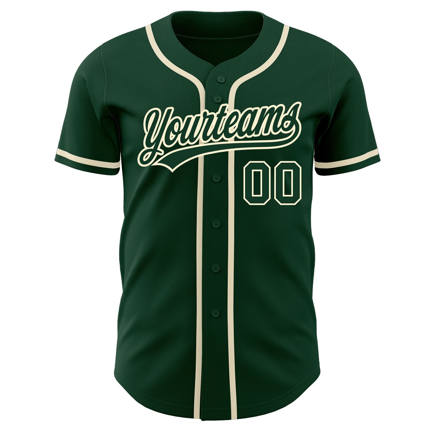 Custom Green Green-Cream Authentic Baseball Jersey view 2