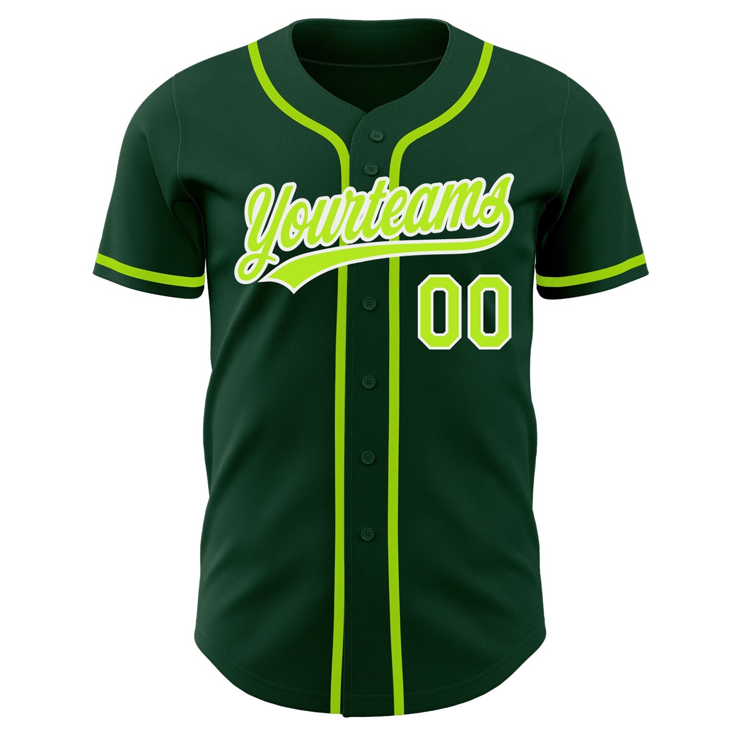 Custom Green Neon Green-White Authentic Baseball Jersey view 2