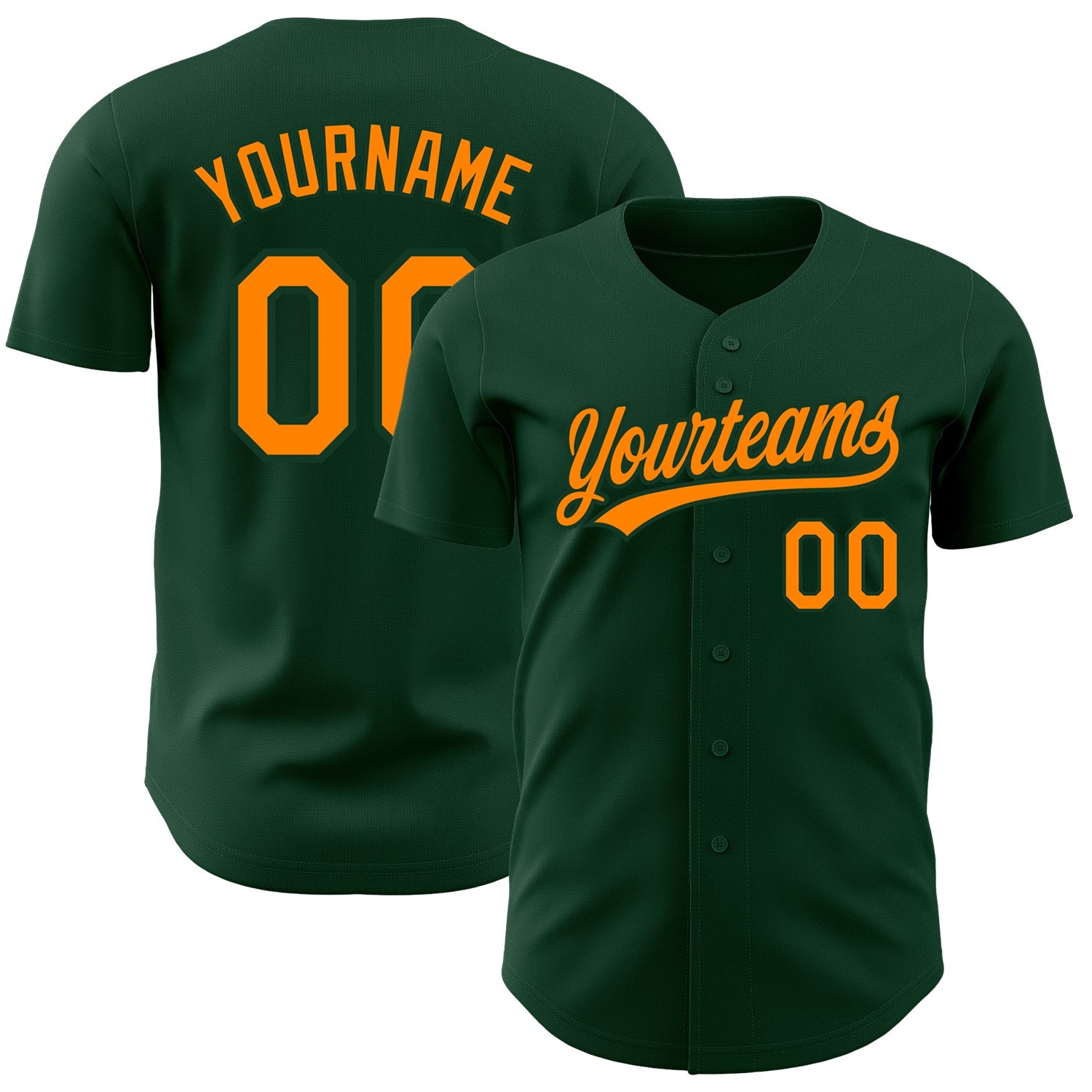 Custom Green Bay Orange Authentic Baseball Jersey - Main View