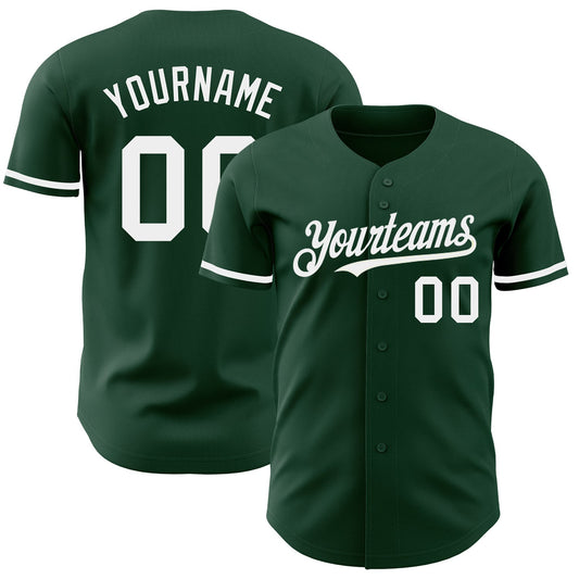 Custom Green White Authentic Baseball Jersey - Main View