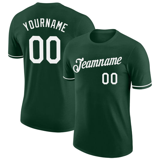 Custom Green White Performance T-Shirt - Main View
