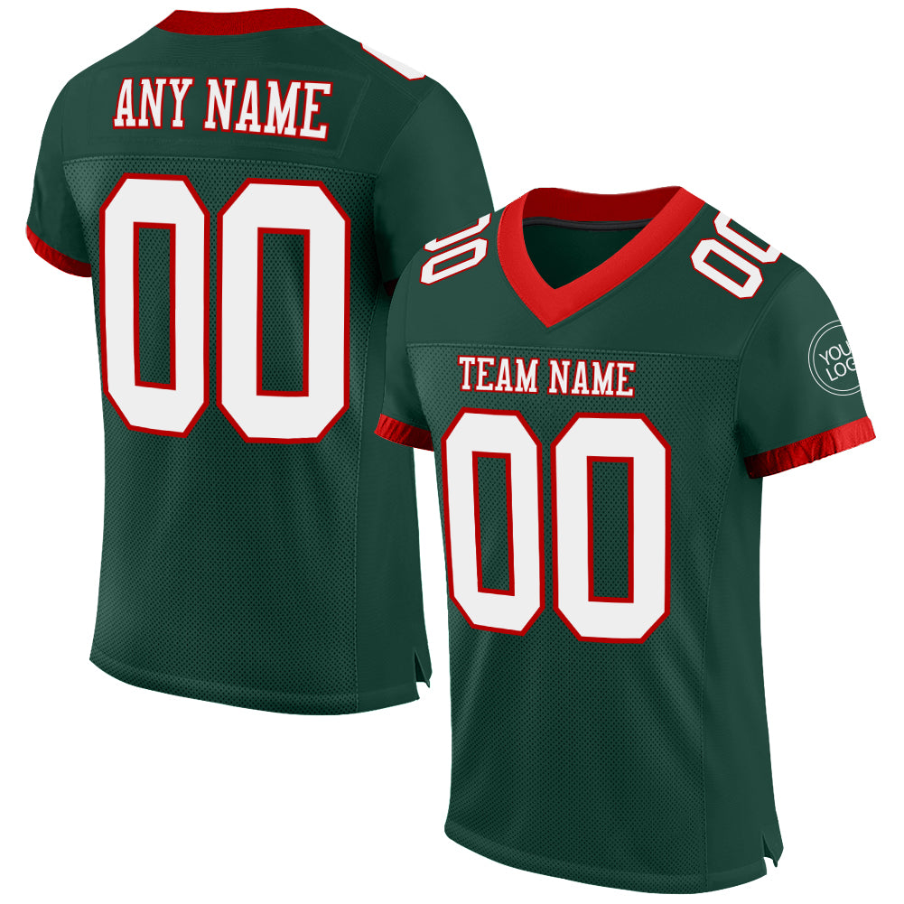 Custom Green White-Red Mesh Authentic Football Jersey - Main View