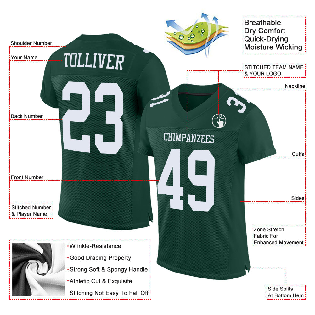 Custom Green White Mesh Authentic Football Jersey view 3