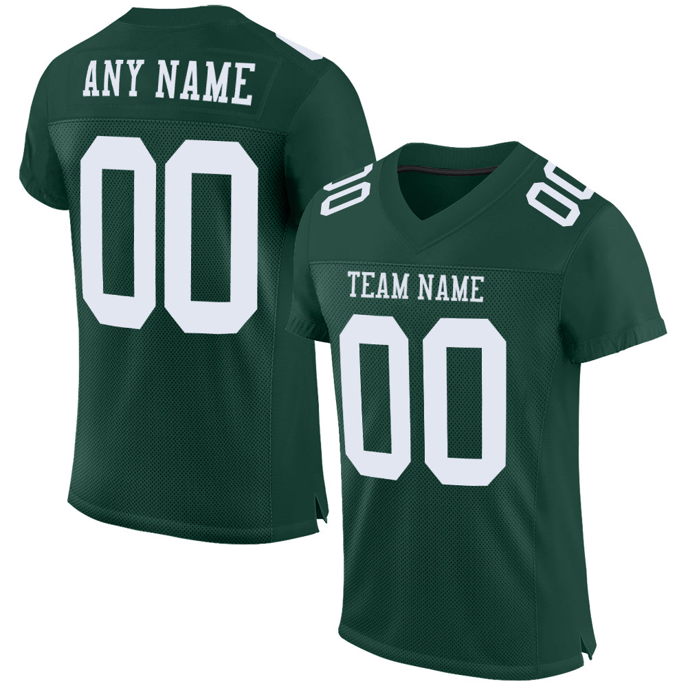 Custom Green White Mesh Authentic Football Jersey - Main View